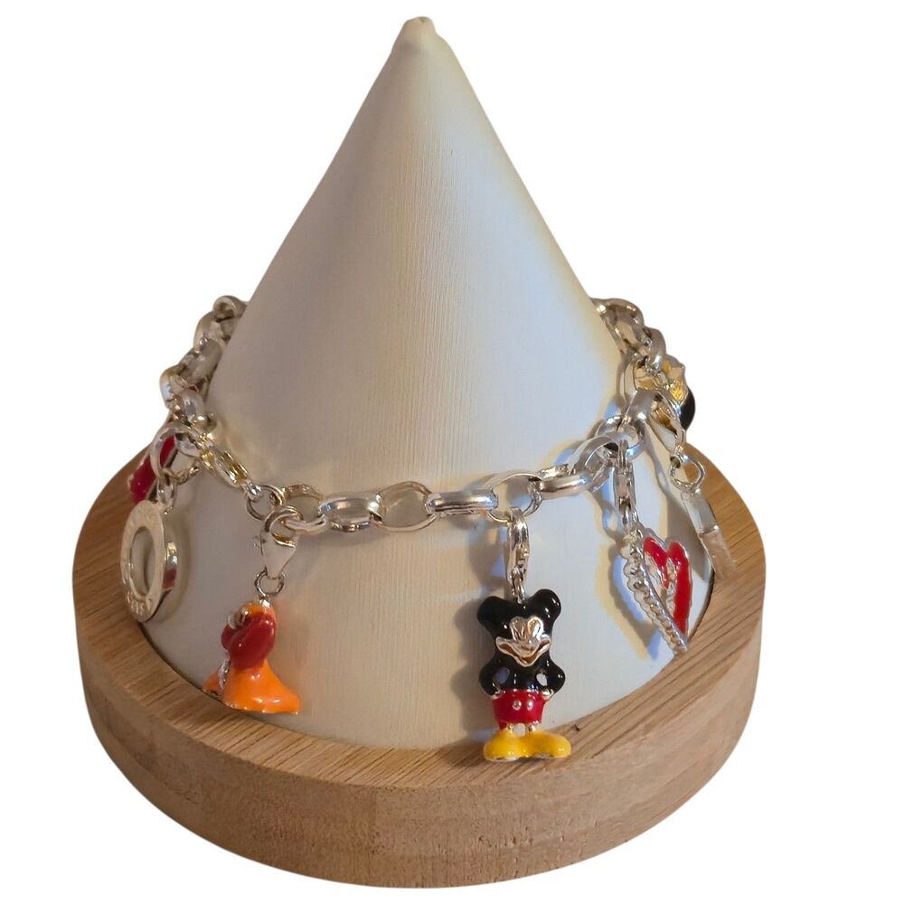 Thomas Sabo Charm Bracelet 925 Sterling Silver 9 Charms Mickey Mouse Pluto Lady